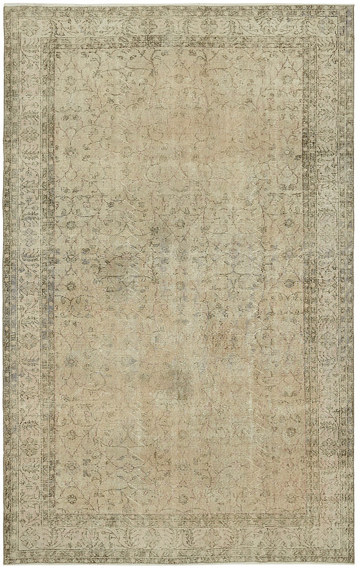 6x10 Beige Turkish Vintage Area Rug - 46070