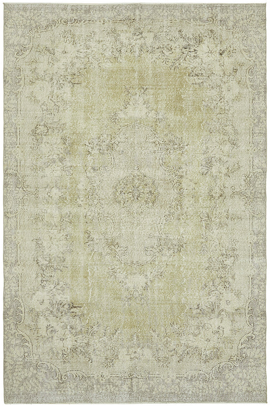 7x10 Beige Turkish Vintage Area Rug - 46071