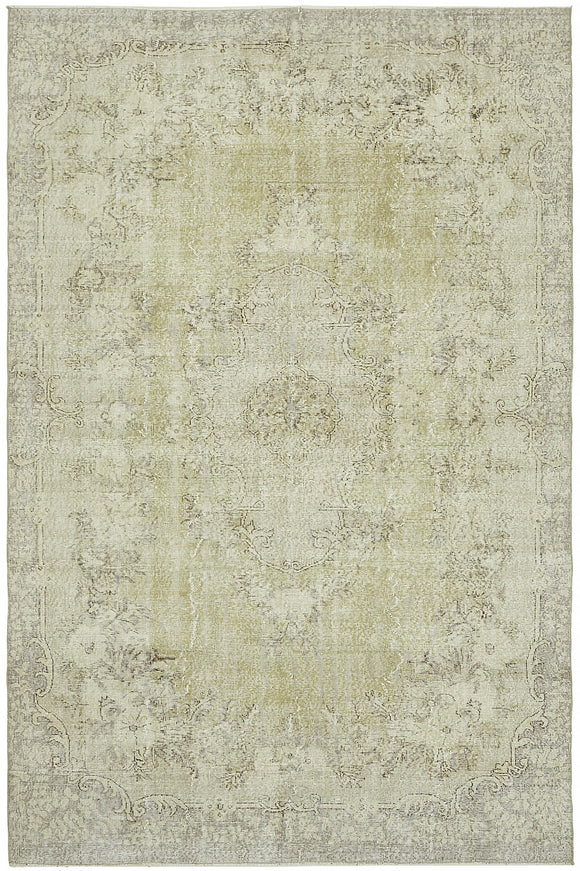 7x10 Beige Turkish Vintage Area Rug - 46071