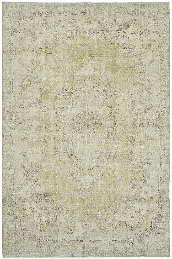 7x10 Beige Turkish Vintage Area Rug - 46071
