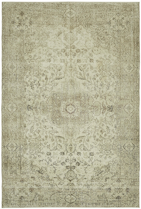 7x10 Beige Turkish Vintage Area Rug - 46072