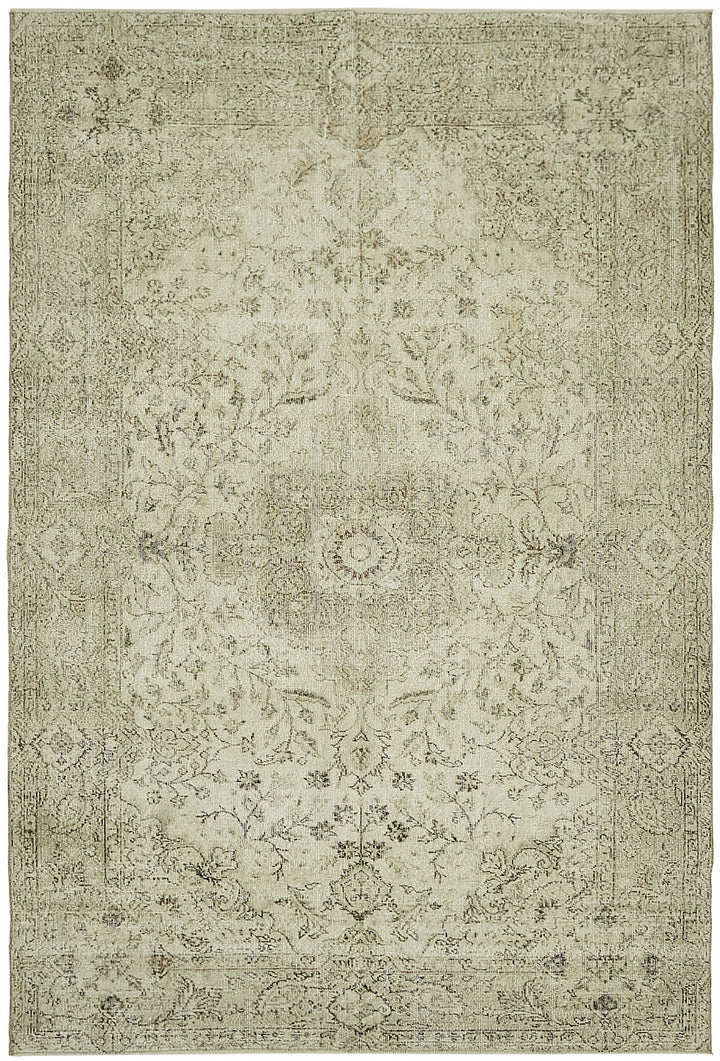 7x10 Beige Turkish Vintage Area Rug - 46072