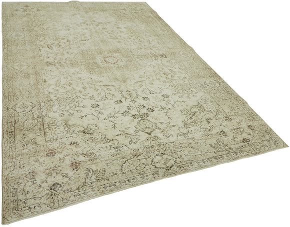 7x10 Beige Turkish Vintage Area Rug - 46072