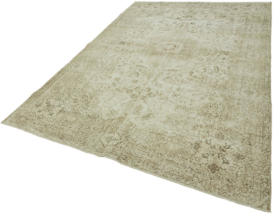 7x10 Beige Turkish Vintage Area Rug - 46072