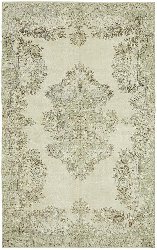 6x10 Beige Turkish Vintage Area Rug - 46073