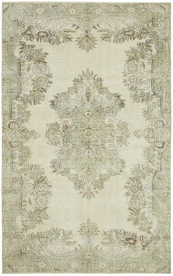 6x10 Beige Turkish Vintage Area Rug - 46073