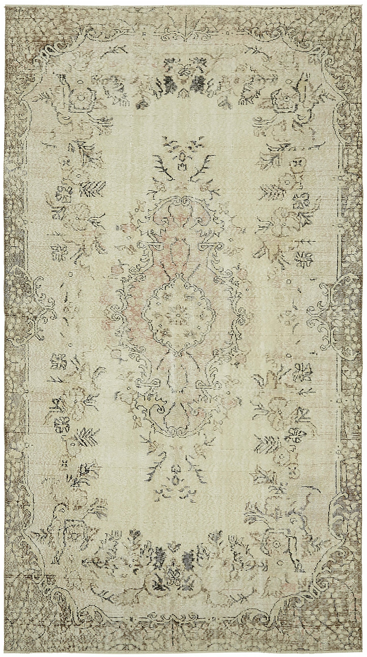 6x10 Beige Turkish Vintage Area Rug - 46075