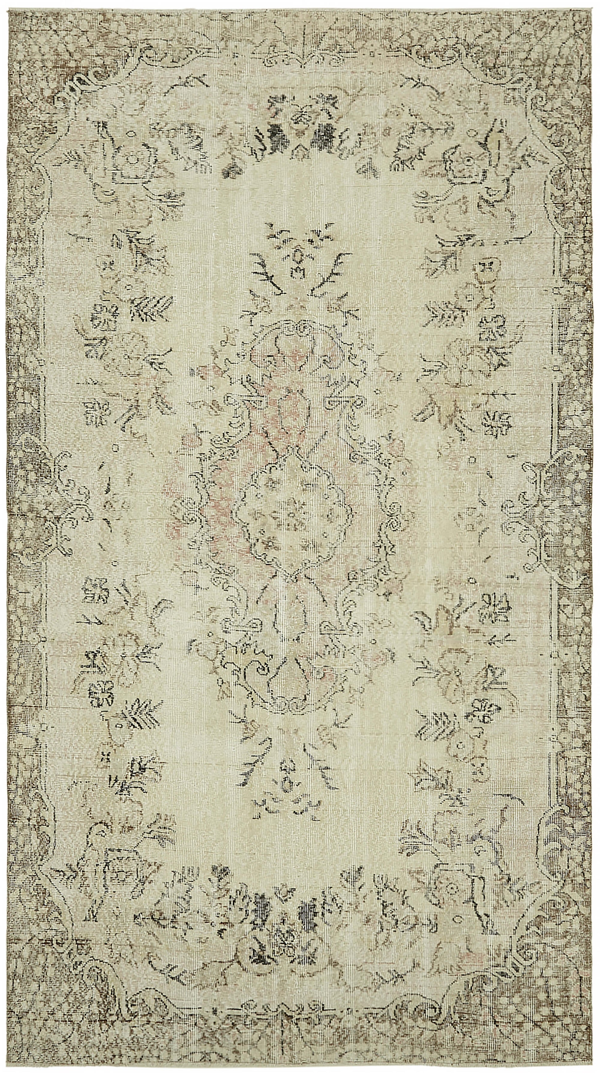 6x10 Beige Turkish Vintage Area Rug - 46075