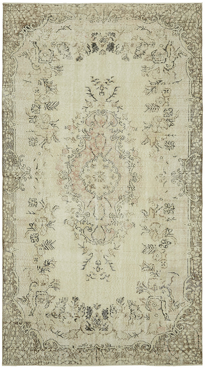 6x10 Beige Turkish Vintage Area Rug - 46075