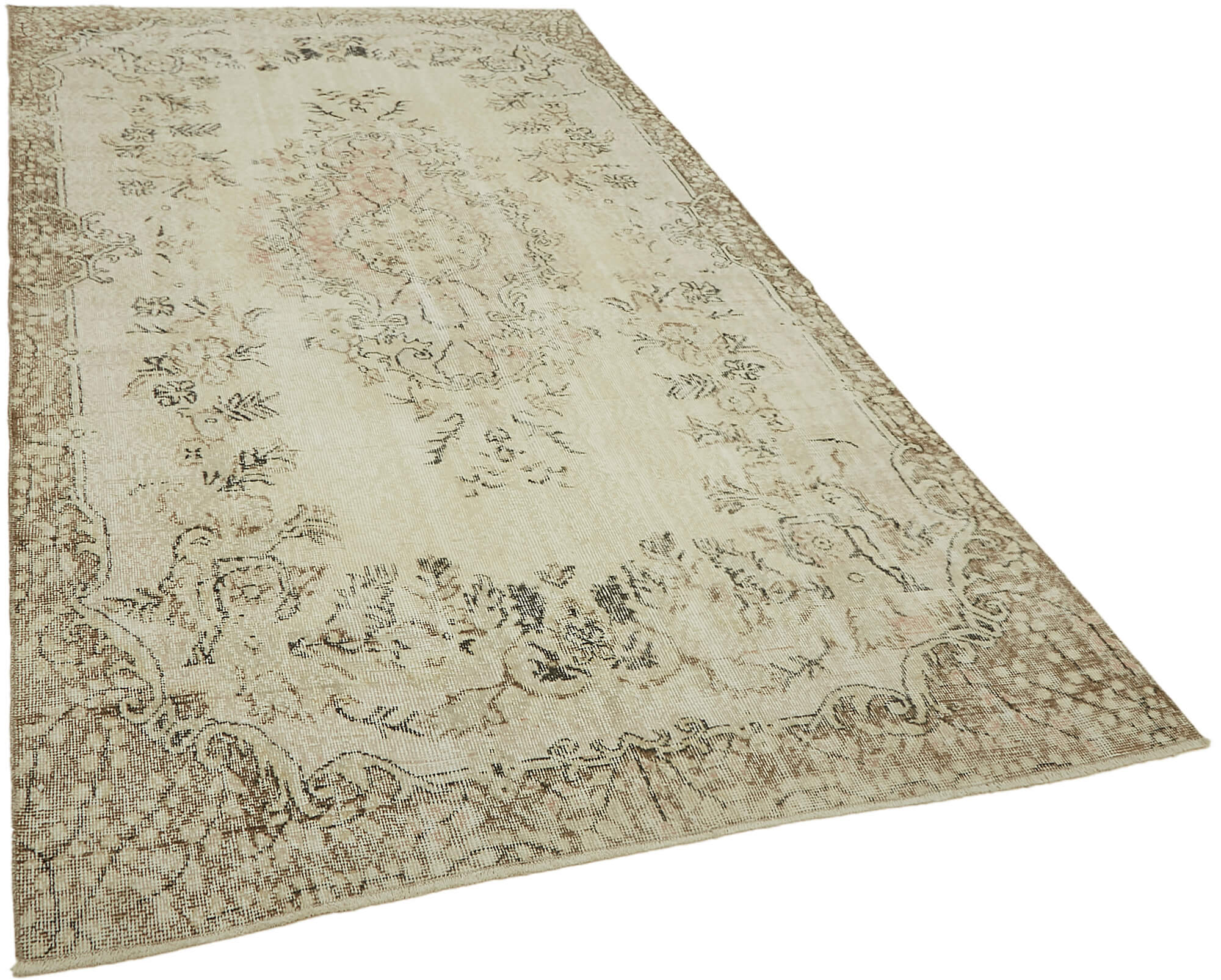 6x10 Beige Turkish Vintage Area Rug - 46075