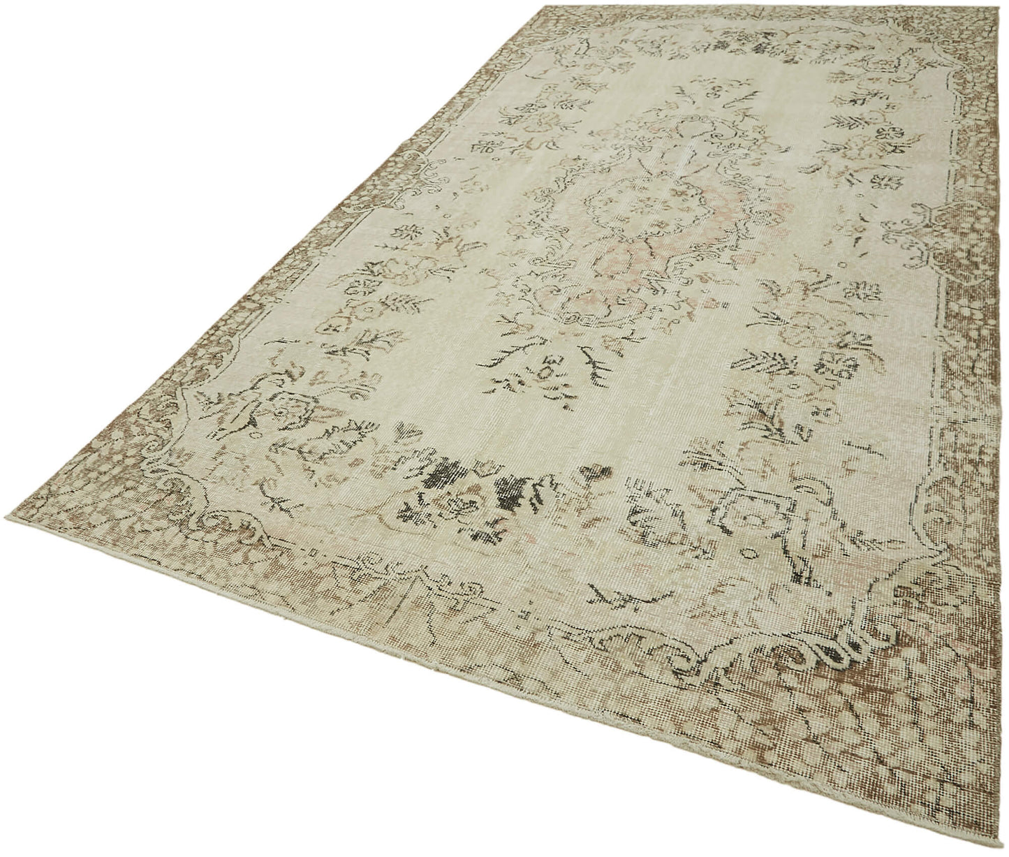 6x10 Beige Turkish Vintage Area Rug - 46075