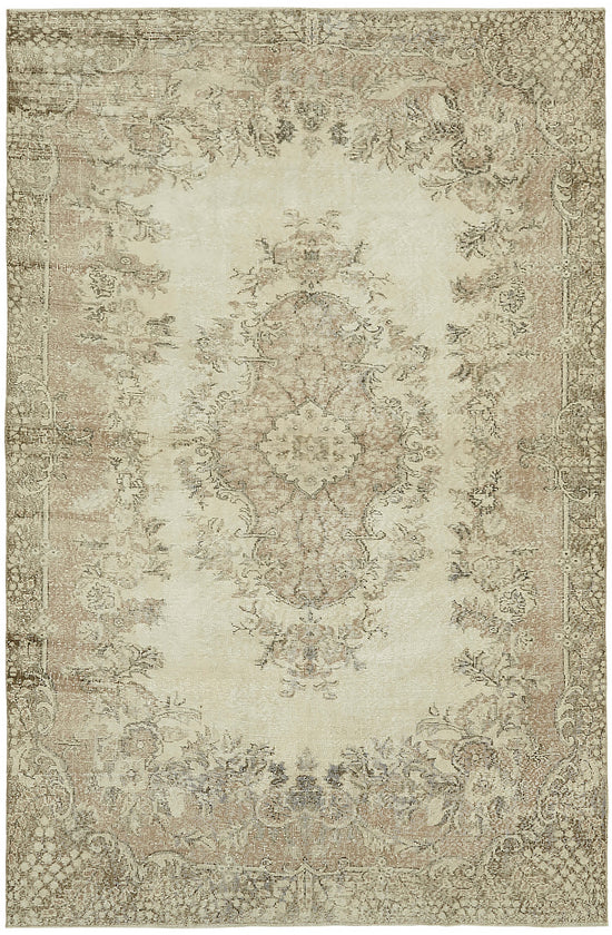 6x10 Beige Turkish Vintage Area Rug - 46076