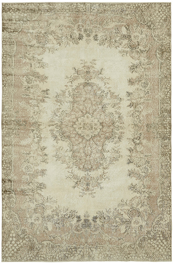 6x10 Beige Turkish Vintage Area Rug - 46076