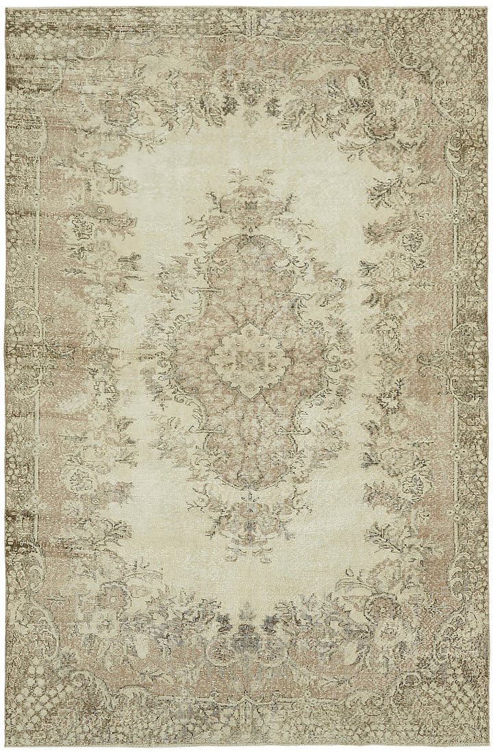 6x10 Beige Turkish Vintage Area Rug - 46076