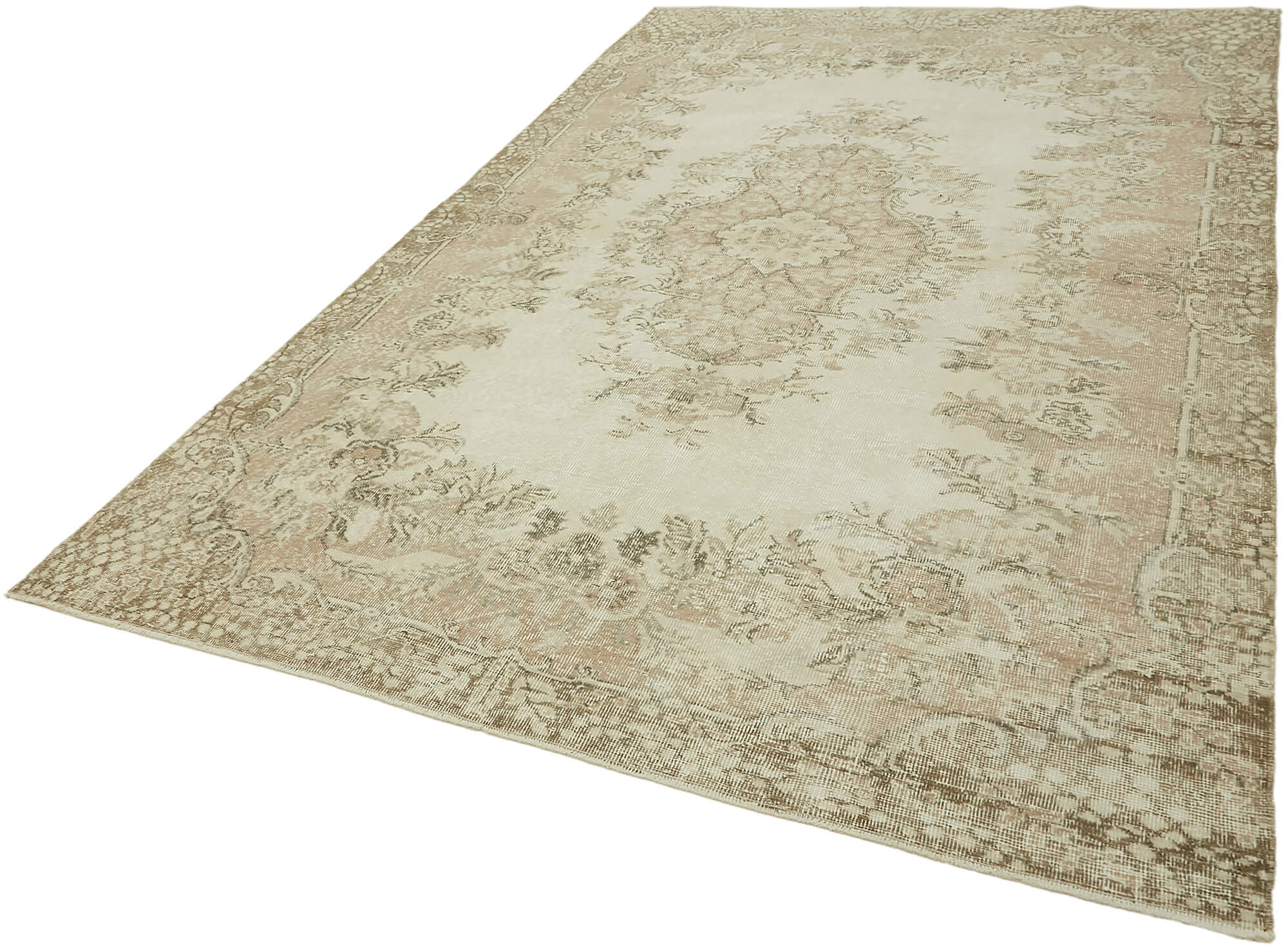 6x10 Beige Turkish Vintage Area Rug - 46076