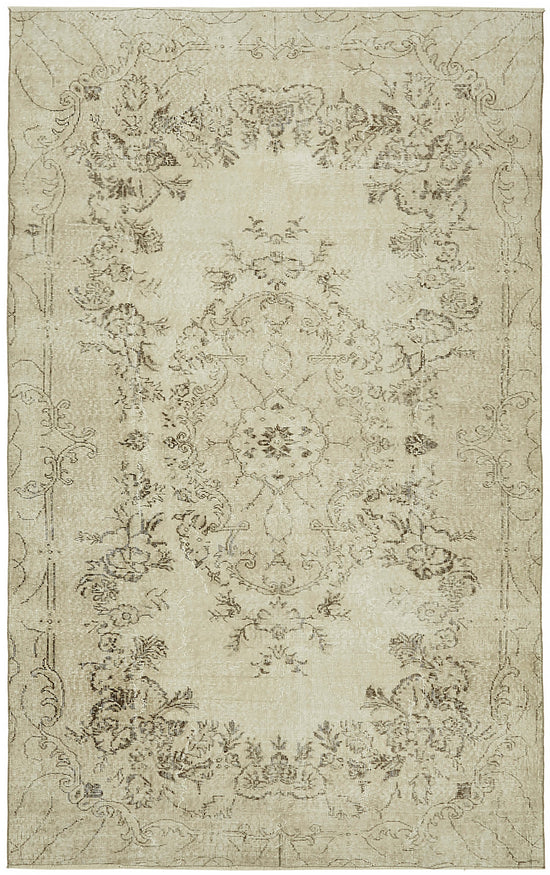 6x10 Beige Turkish Vintage Area Rug - 46077