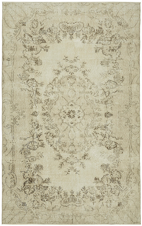 6x10 Beige Turkish Vintage Area Rug - 46077