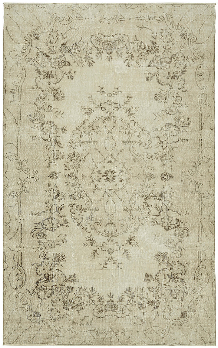 6x10 Beige Turkish Vintage Area Rug - 46077
