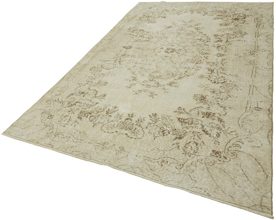 6x10 Beige Turkish Vintage Area Rug - 46077