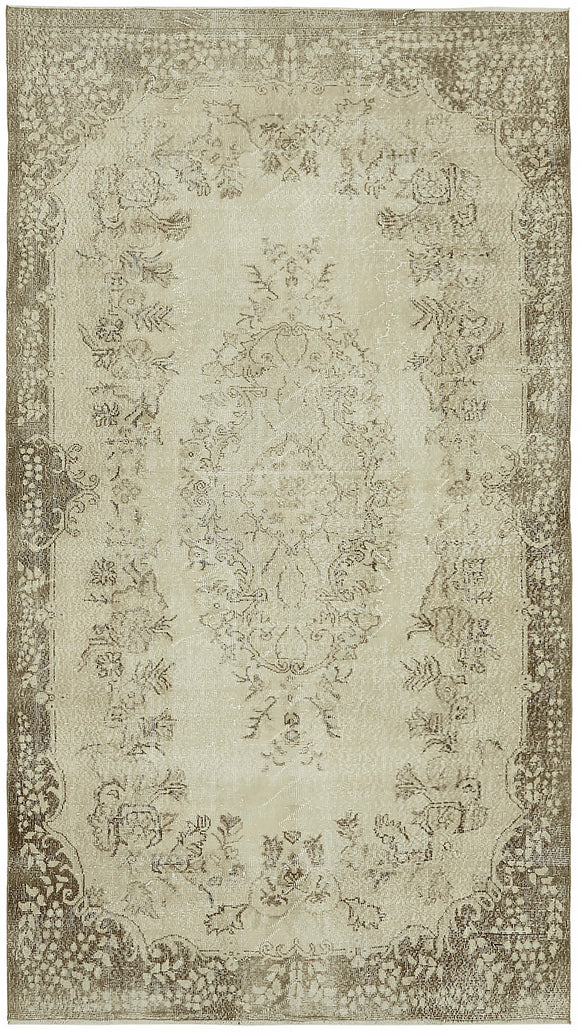 6x10 Beige Turkish Vintage Area Rug - 46079