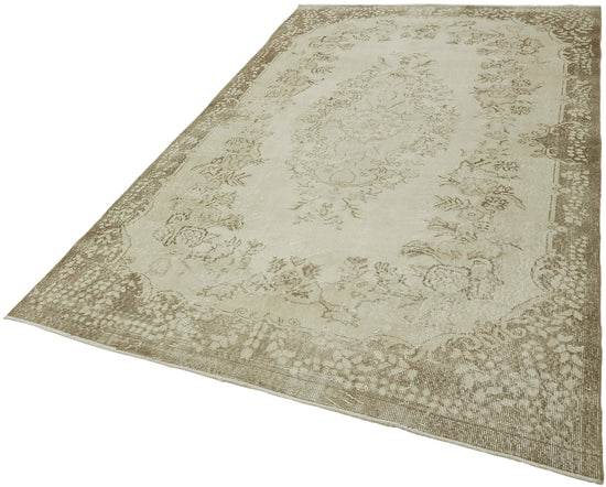 6x10 Beige Turkish Vintage Area Rug - 46079