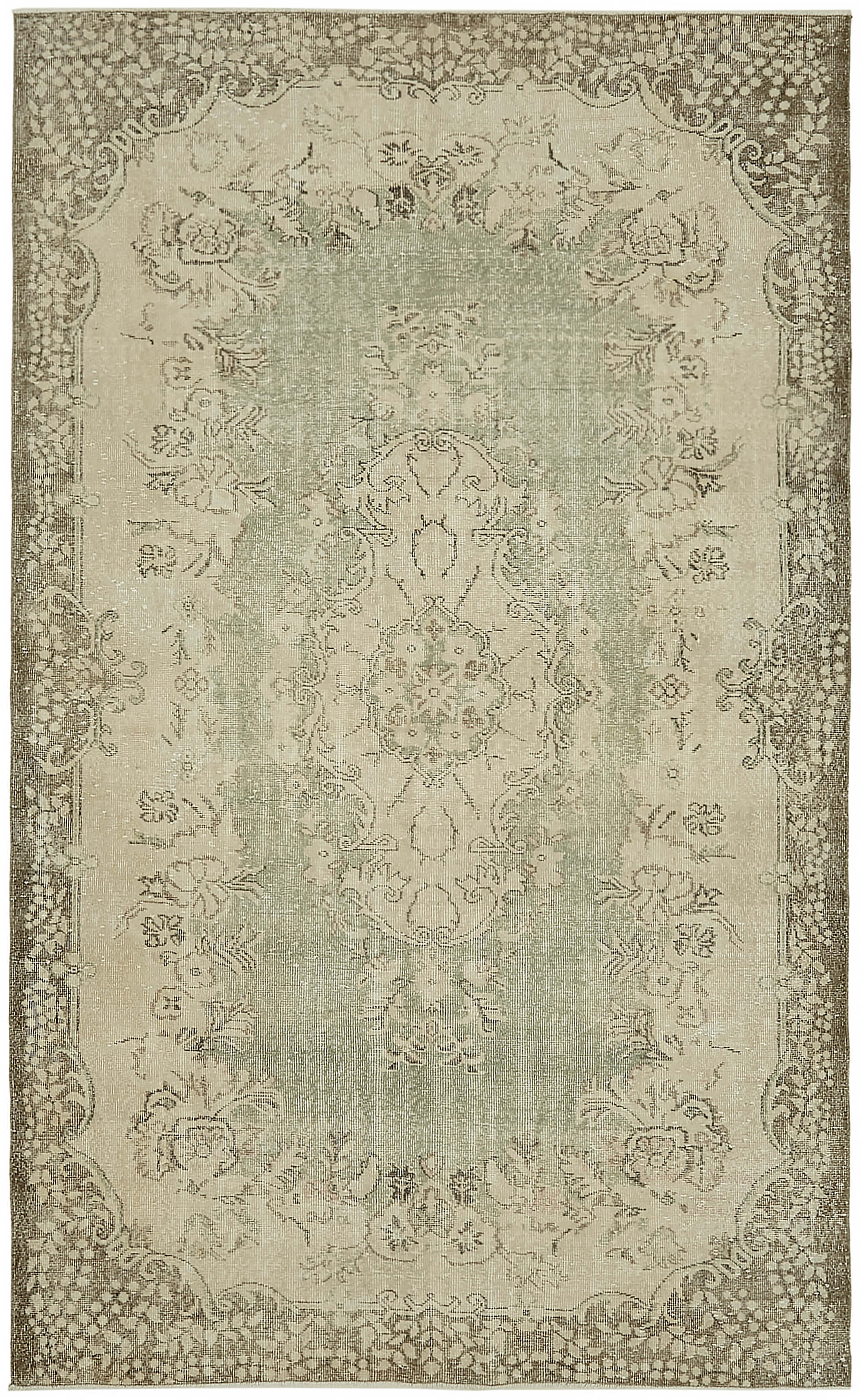 6x10 Beige Turkish Vintage Area Rug - 46080