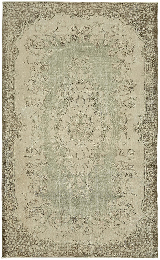 6x10 Beige Turkish Vintage Area Rug - 46080