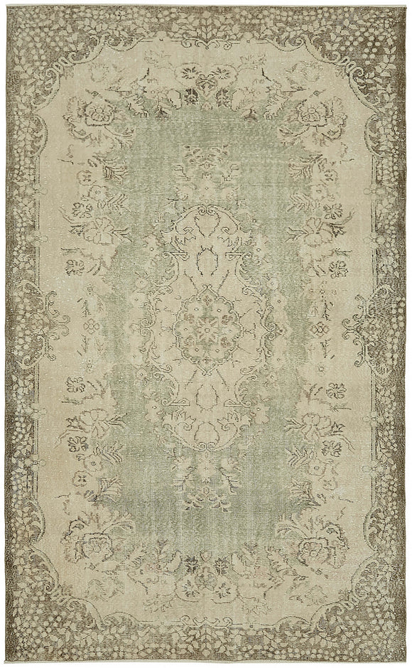 6x10 Beige Turkish Vintage Area Rug - 46080