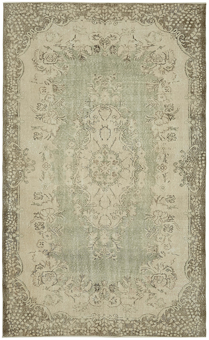 6x10 Beige Turkish Vintage Area Rug - 46080