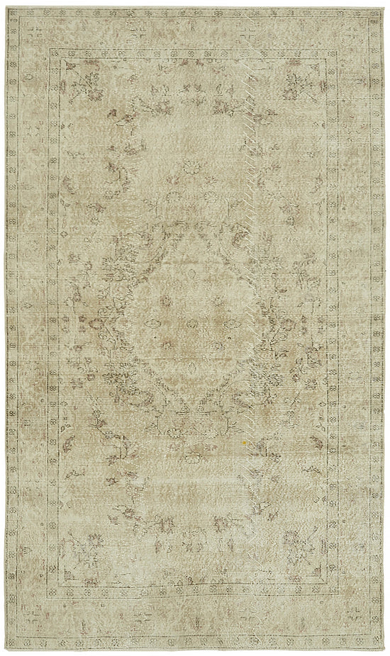 6x10 Beige Turkish Vintage Area Rug - 46081