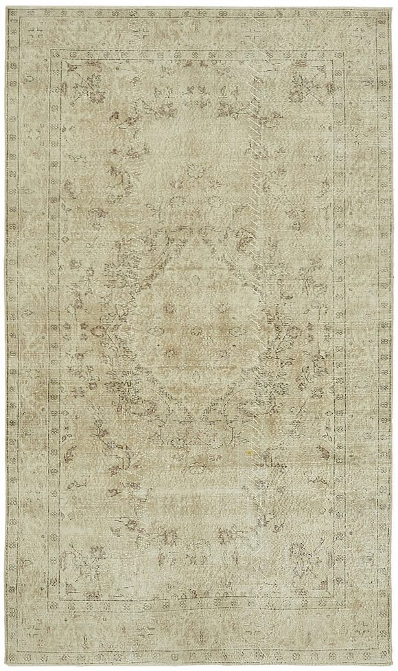 6x10 Beige Turkish Vintage Area Rug - 46081