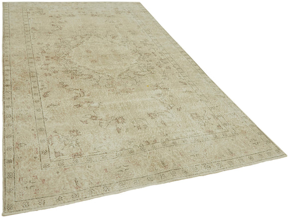 6x10 Beige Turkish Vintage Area Rug - 46081