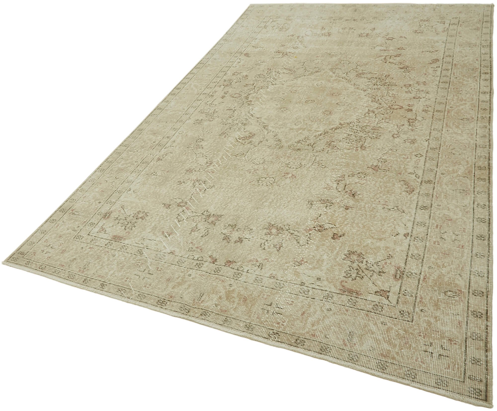 6x10 Beige Turkish Vintage Area Rug - 46081