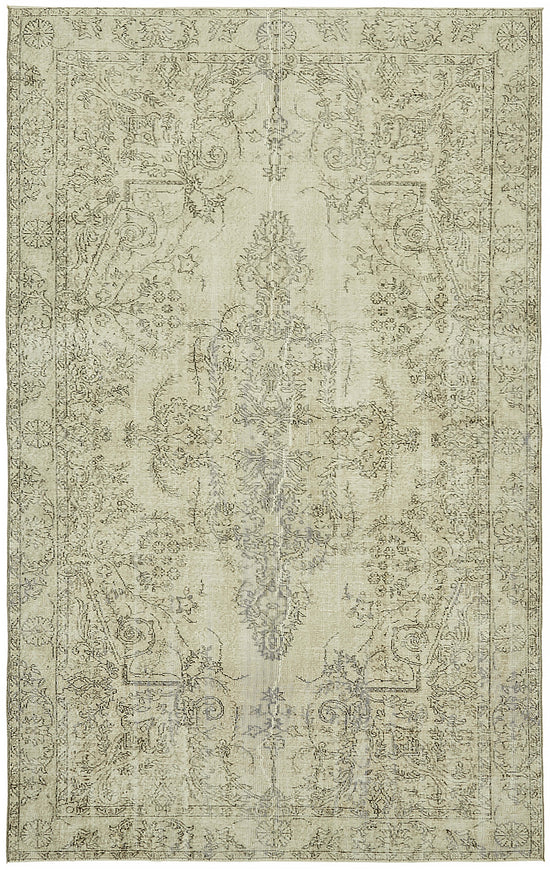 6x10 Beige Turkish Vintage Area Rug - 46082