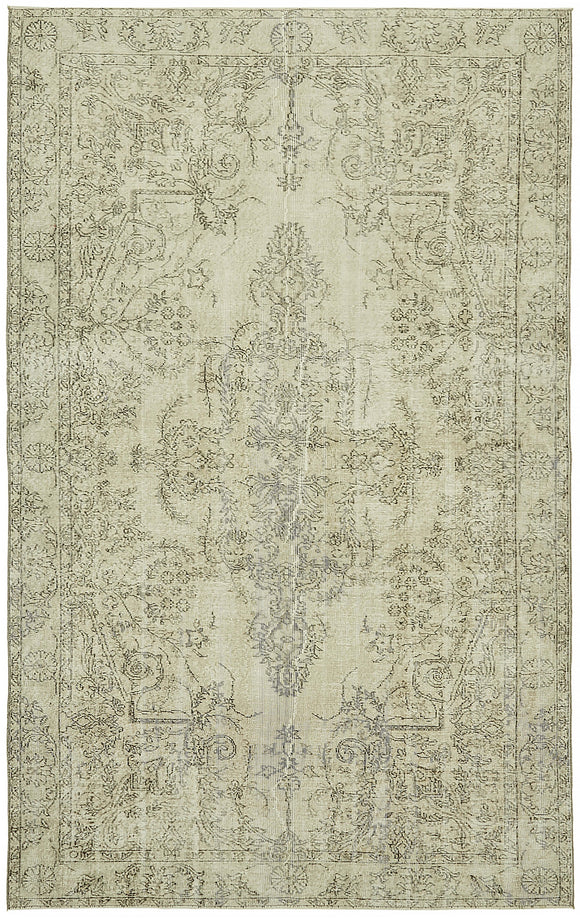 6x10 Beige Turkish Vintage Area Rug - 46082