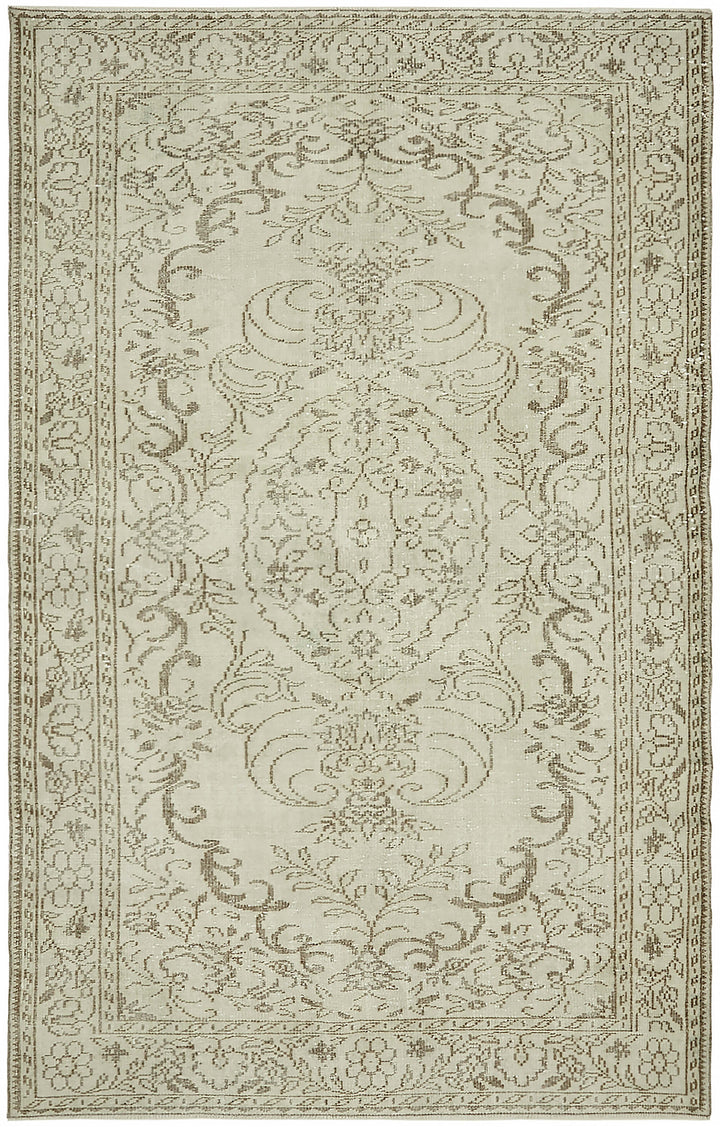 6x9 Beige Turkish Vintage Area Rug - 46083