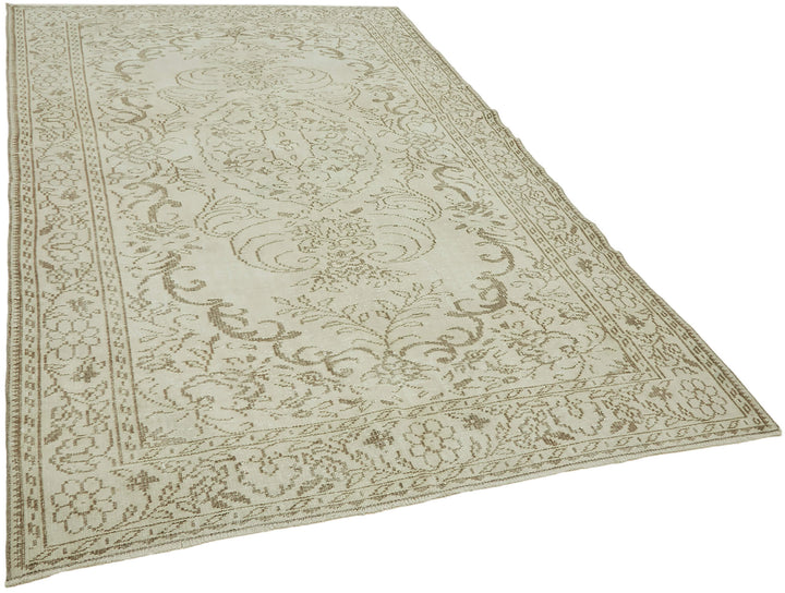 6x9 Beige Turkish Vintage Area Rug - 46083
