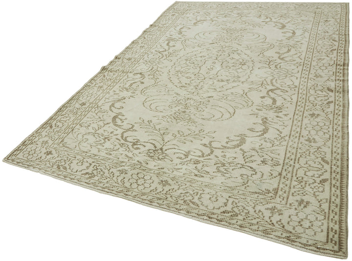 6x9 Beige Turkish Vintage Area Rug - 46083