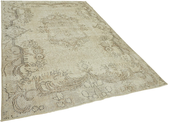 7x10 Beige Turkish Vintage Area Rug - 46084