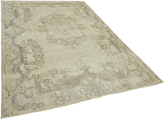 7x10 Beige Turkish Vintage Area Rug - 46084
