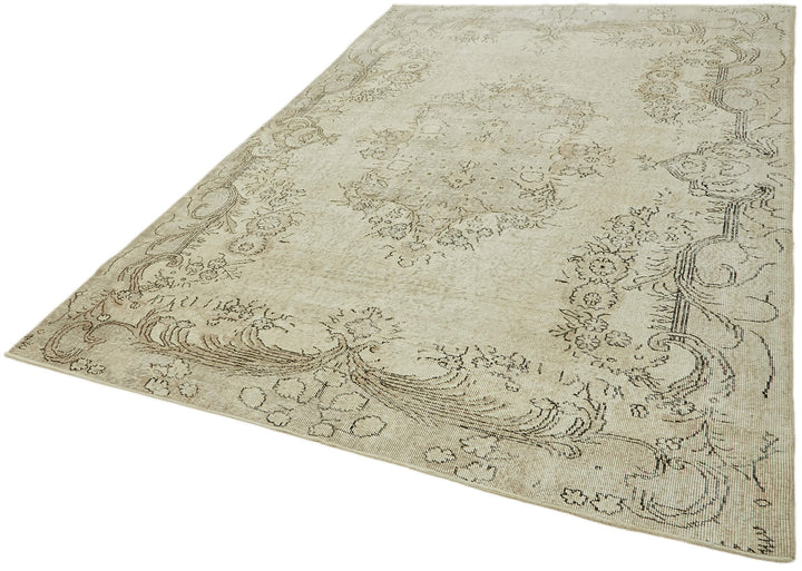 7x10 Beige Turkish Vintage Area Rug - 46084