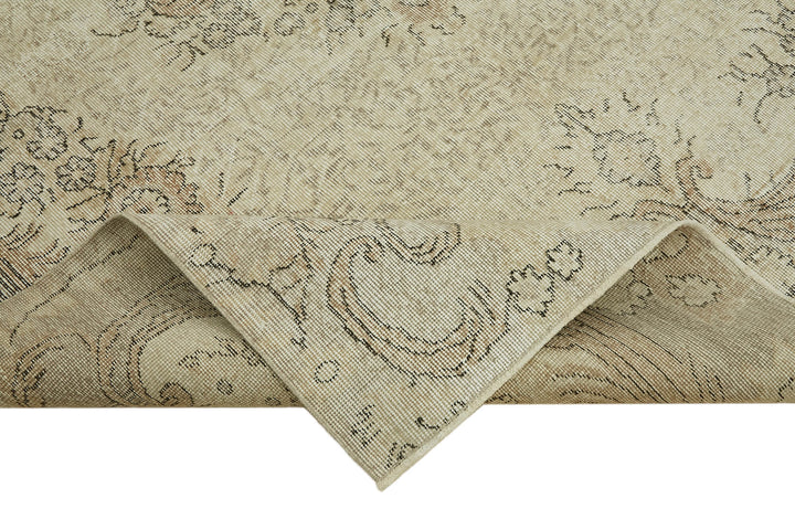 7x10 Beige Turkish Vintage Area Rug - 46084