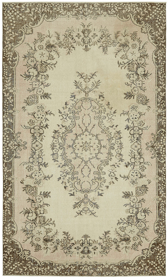 6x10 Beige Turkish Vintage Area Rug - 46085