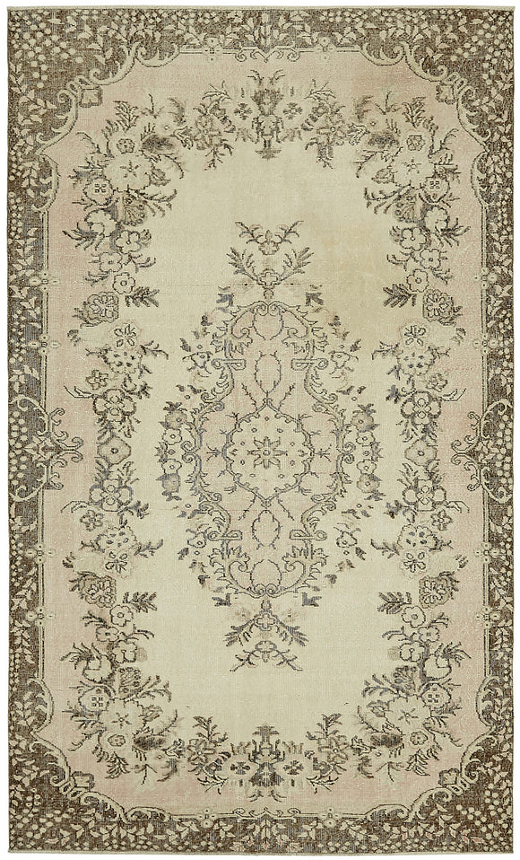 6x10 Beige Turkish Vintage Area Rug - 46085