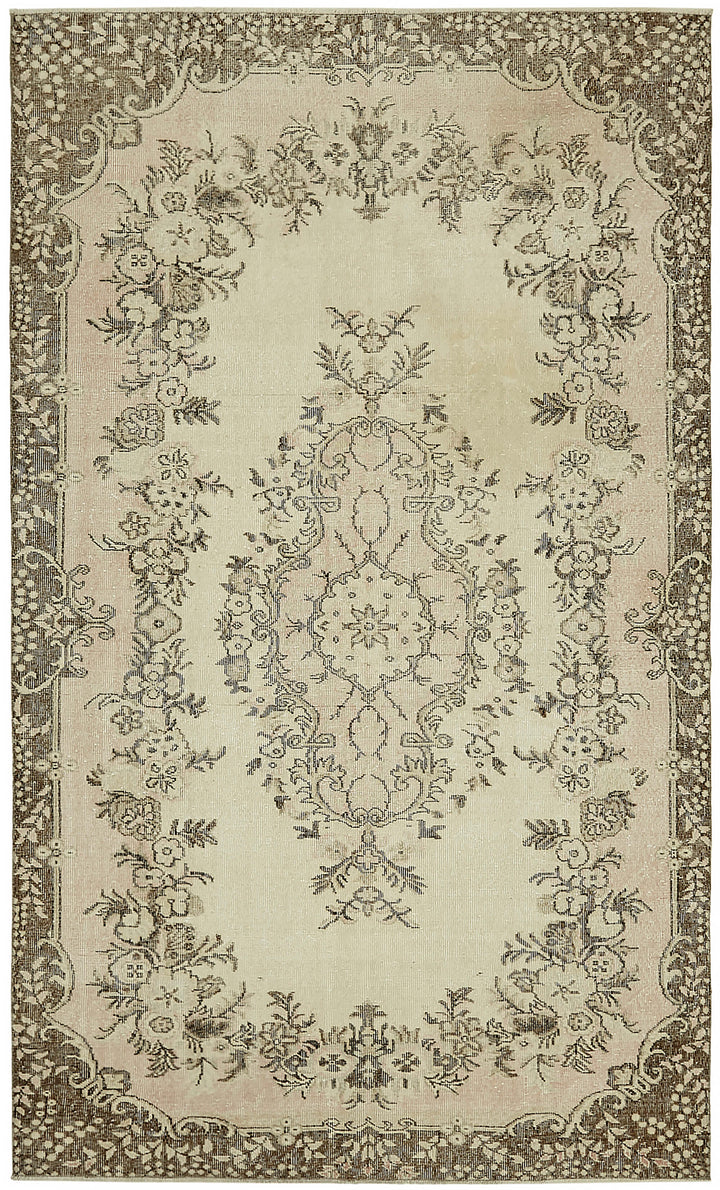 6x10 Beige Turkish Vintage Area Rug - 46085