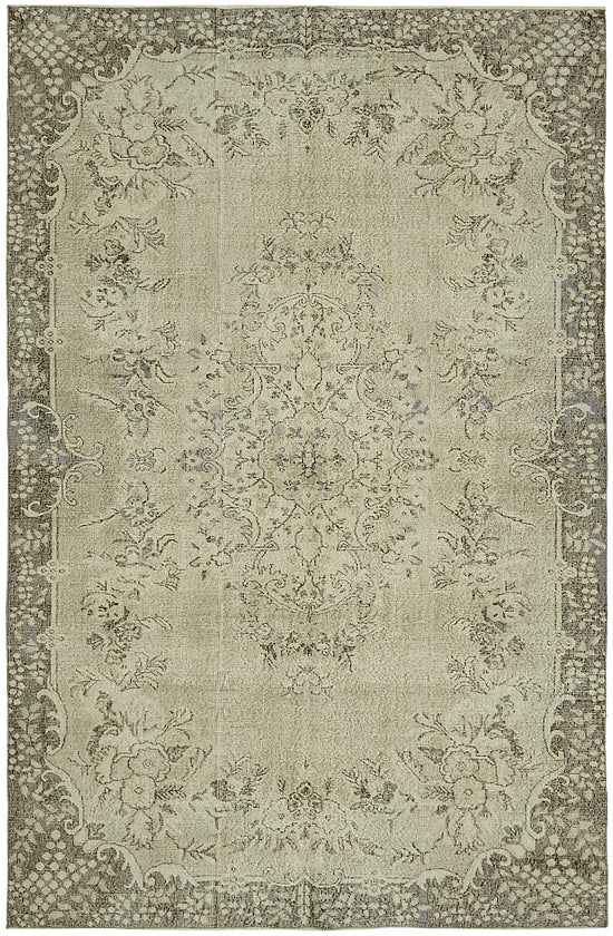 6x10 Beige Turkish Vintage Area Rug - 46086