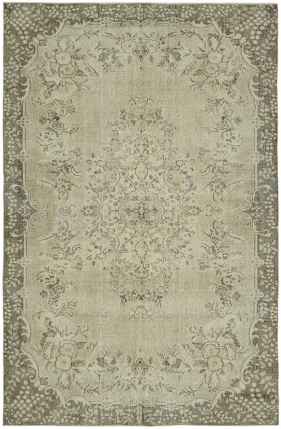 6x10 Beige Turkish Vintage Area Rug - 46086