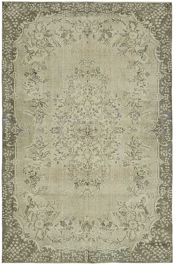 6x10 Beige Turkish Vintage Area Rug - 46086