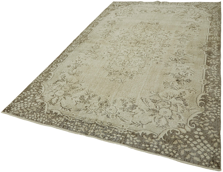 6x10 Beige Turkish Vintage Area Rug - 46086