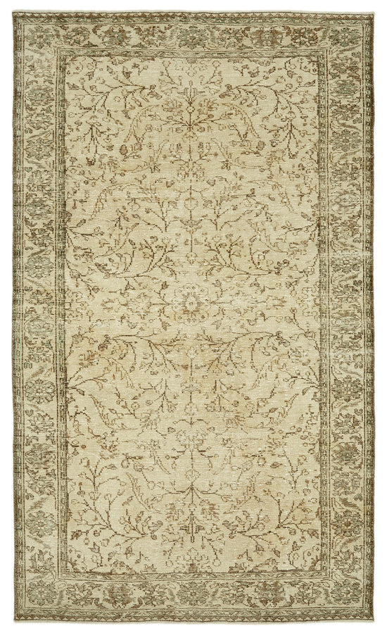 6x10 Beige Turkish Vintage Area Rug - 46087